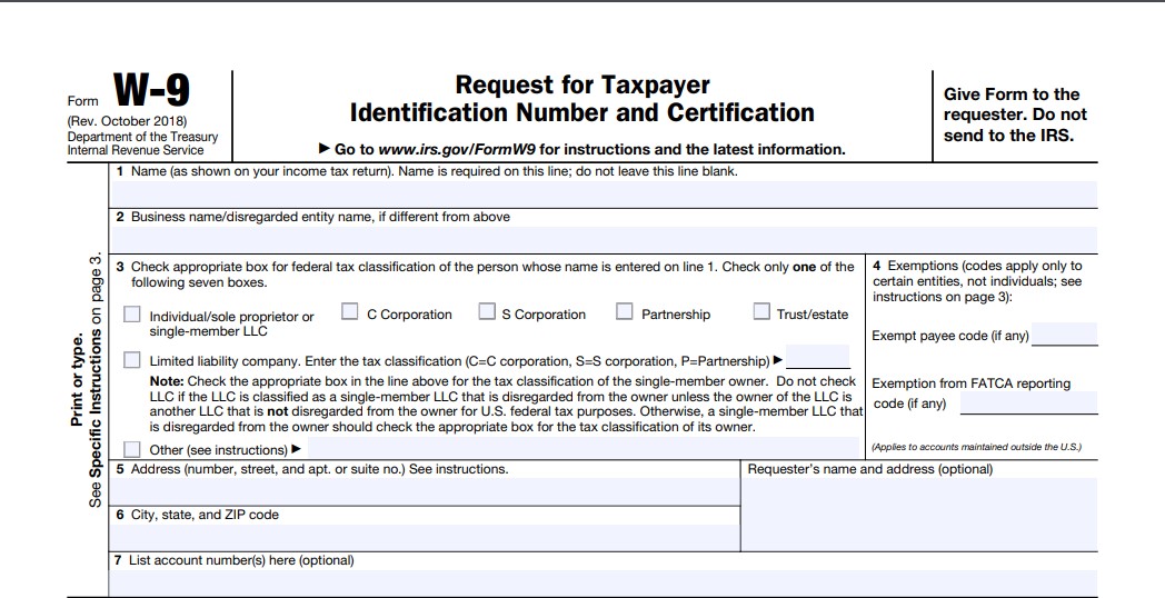 W9 Form 2020 Printable