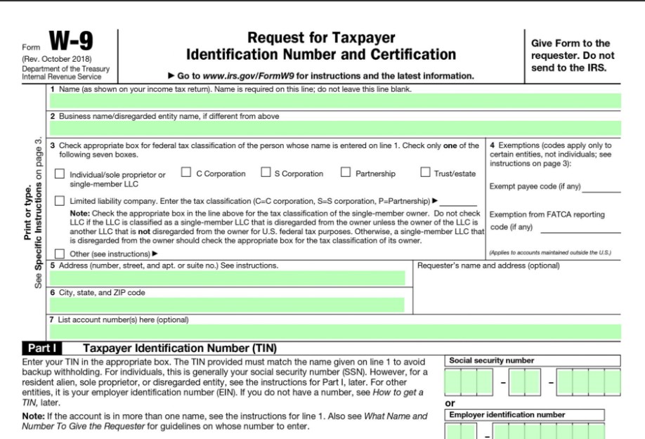 2020 W9 Form Fill Out Online