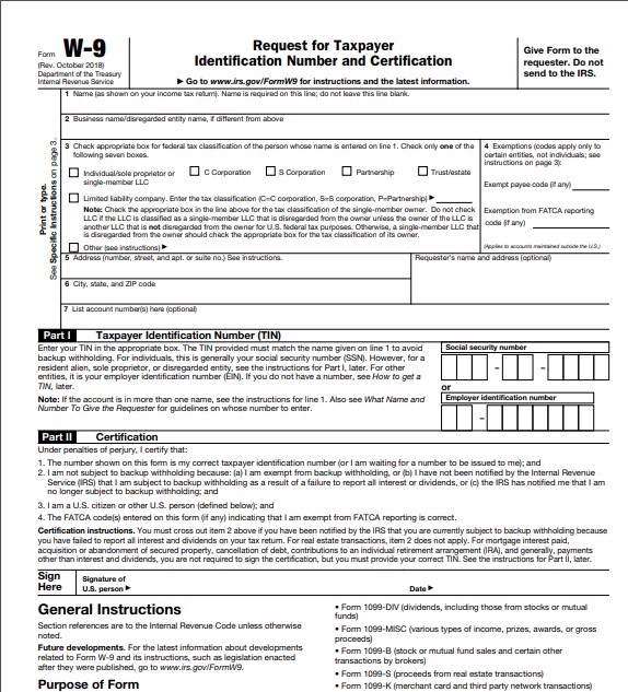 IRS W9 Form 2021 Printable
